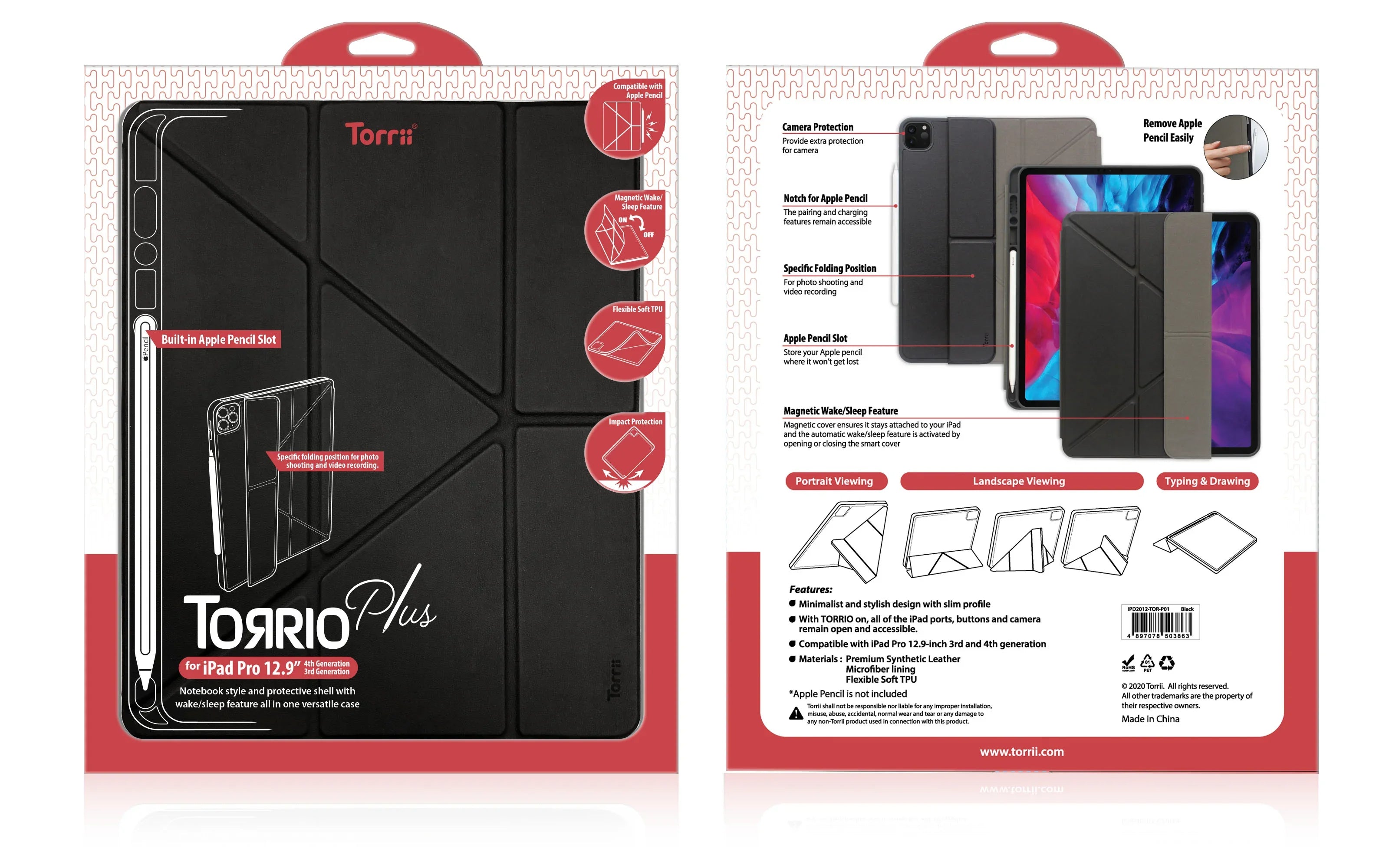 Torrii Torrio Plus Case For iPad Pro 12.9 (2020) - Black - Tashqila Torrii Torrio Plus Case For iPad Pro 12.9 (2020) - Black - Tashqila